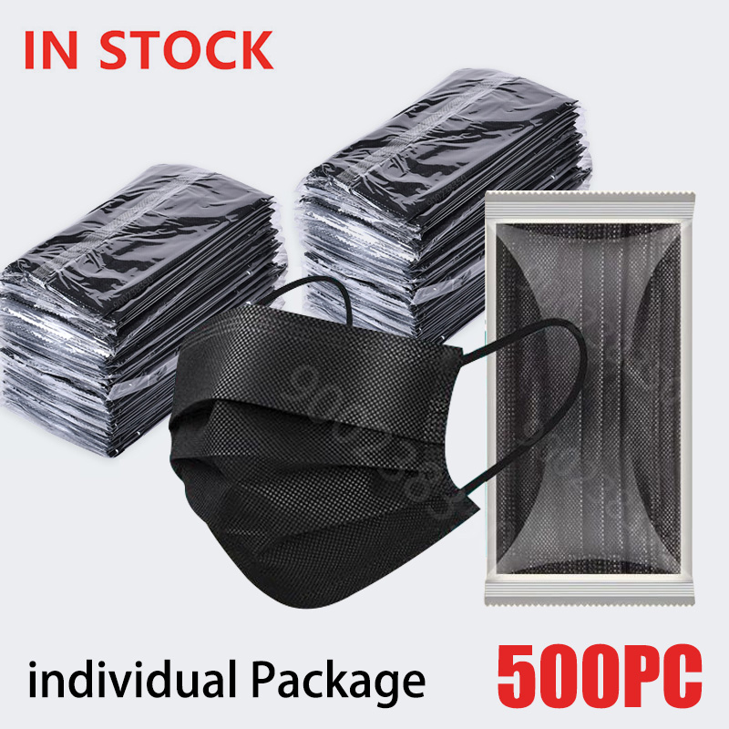 10-500Pcs Adults Mask Disposab - Black Face Mask Pack ulasan dan harga