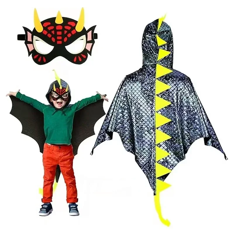 Child Green Dinosaur Cloak wit - Kids Face Mask ulasan dan harga