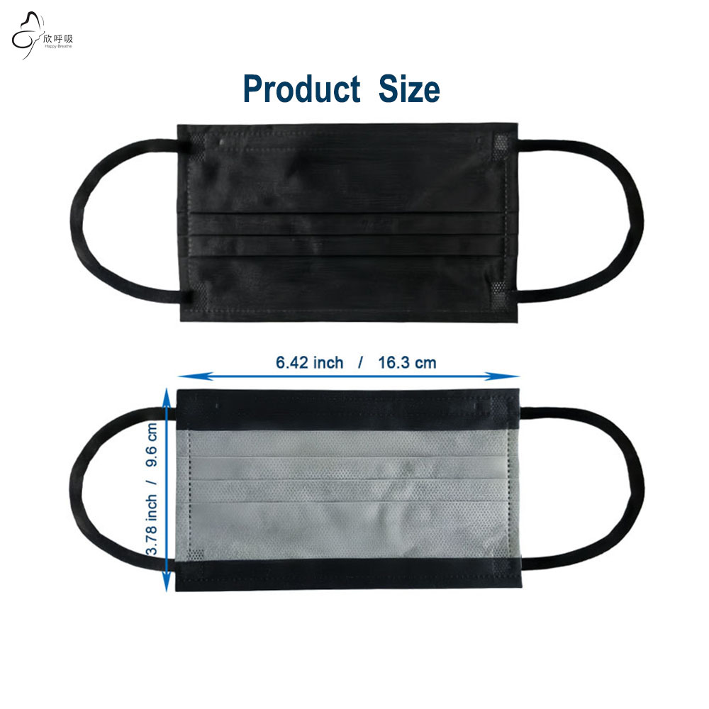 Happy Breathe 3-Layer Disposab - Black Face Mask Pack ulasan dan harga