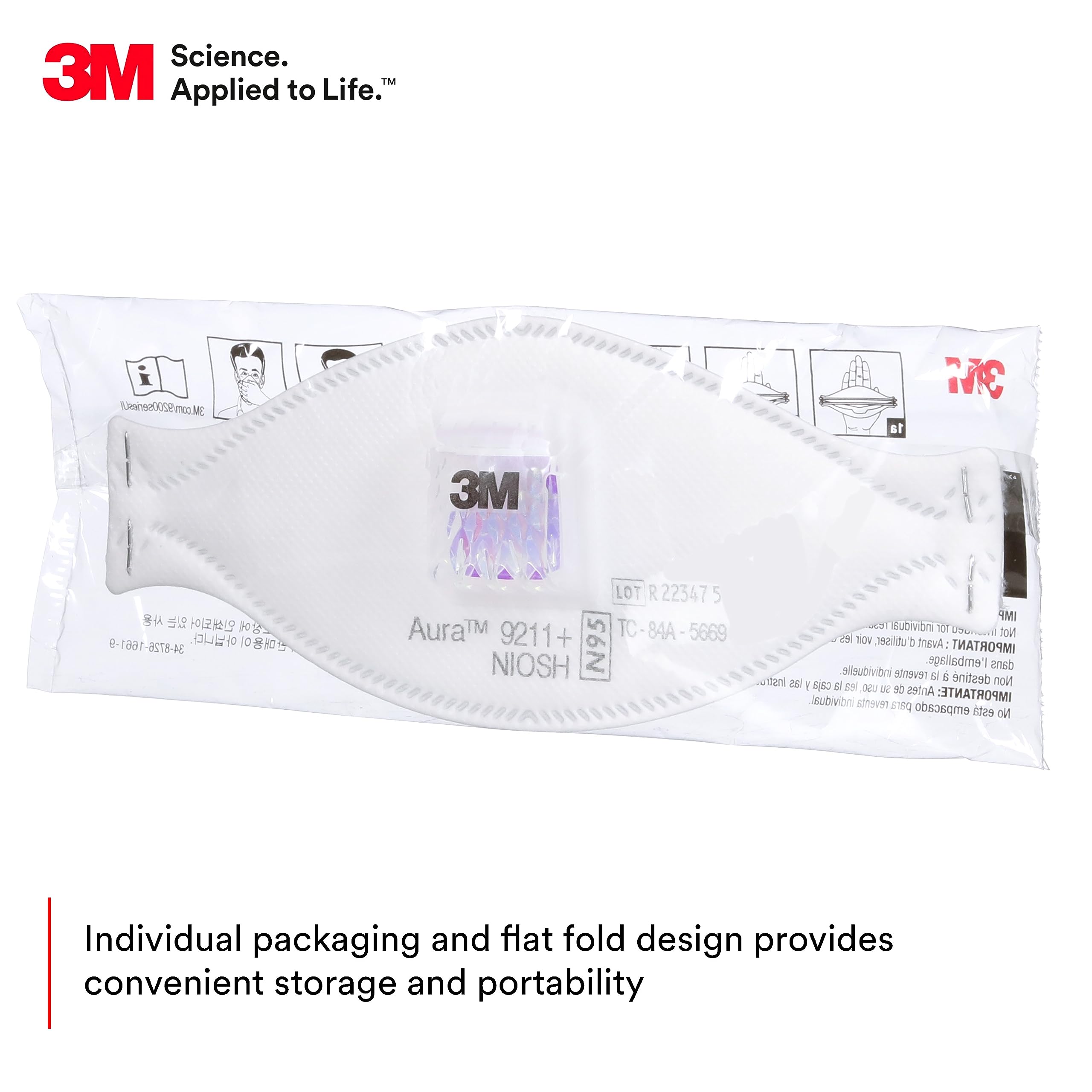 3M Aura 9211+ Particulate Resp - Kn95 Respirator Mask ulasan dan harga
