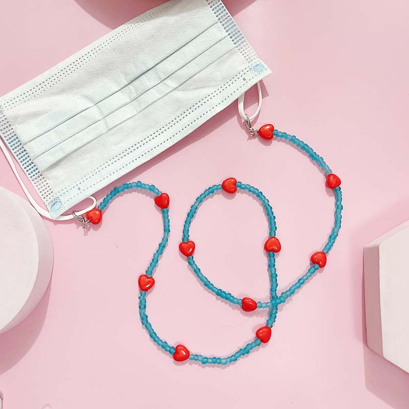 Trendy Peach Heart Anti Slip R - Mask Chain Holder ulasan dan harga